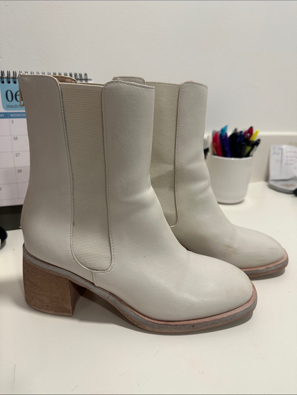 Altar'd State Ivory Leather Ankle Boots 064